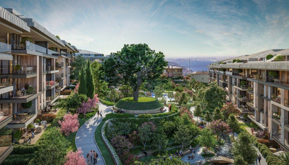 Жилой комплекс в историческом районе, с видом на Босфор и мечеть, Ускюдар, Стамбул, Турция