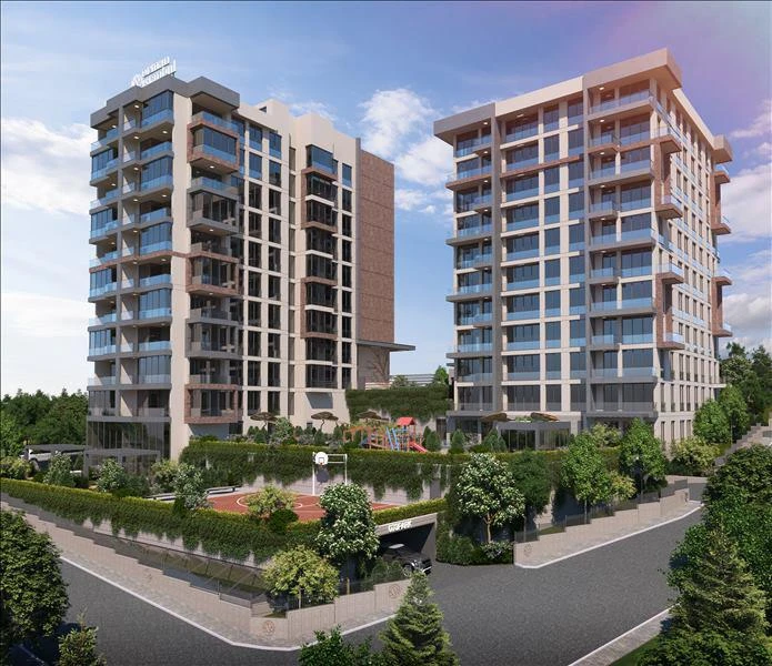 Новая резиденция с бассейном и зелеными зонами рядом с лесом, Стамбул, Турция