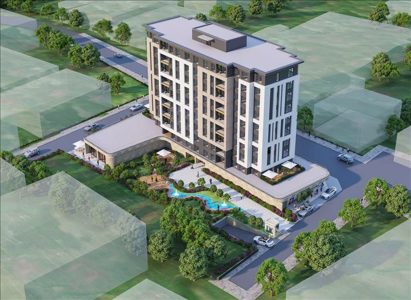 Резиденция с бассейном и зеленой зоной рядом со станцией метробуса, Стамбул, Турция