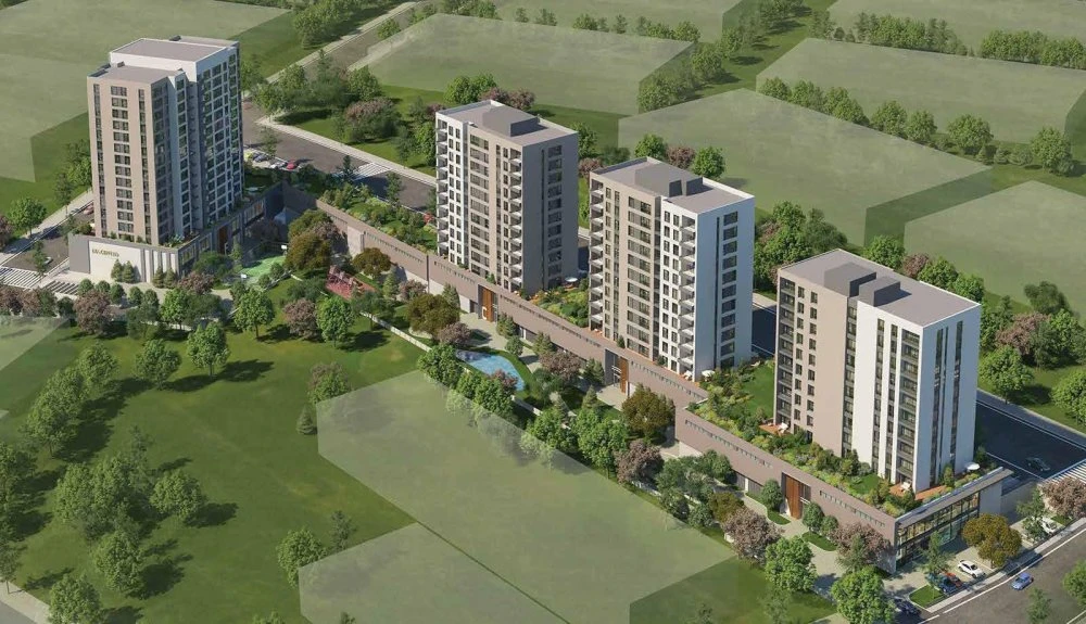 Новая резиденция с бассейном и зелеными зонами рядом со станцией метро и автомагистралью, Стамбул, Турция