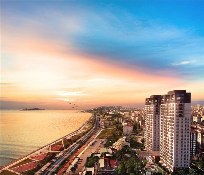 Новая резиденция с бассейнами и зеленой зоной на первой линии у моря, Стамбул, Турция