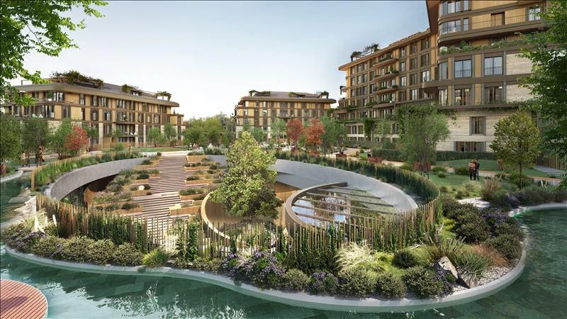 Новая резиденция с бассейном и зеленой зоной рядом со станцией метро, Стамбул, Турция