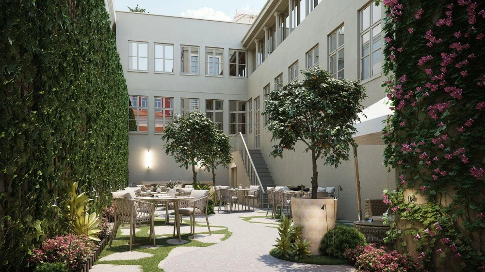 Жилой комплекс с внутренним двориком, в исторической части города, Бейоглу, Стамбул, Турция